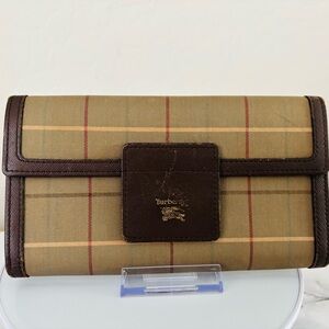 Burberry Tan and Brown Plaid Wallet